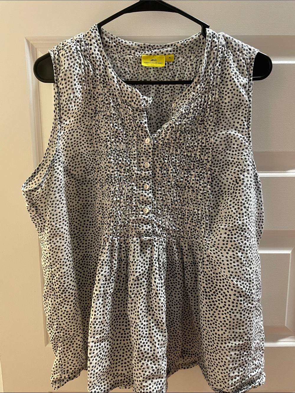 Roberta Roller Rabbit White and Black Polka Dot Sleeveless Peplum Camisole